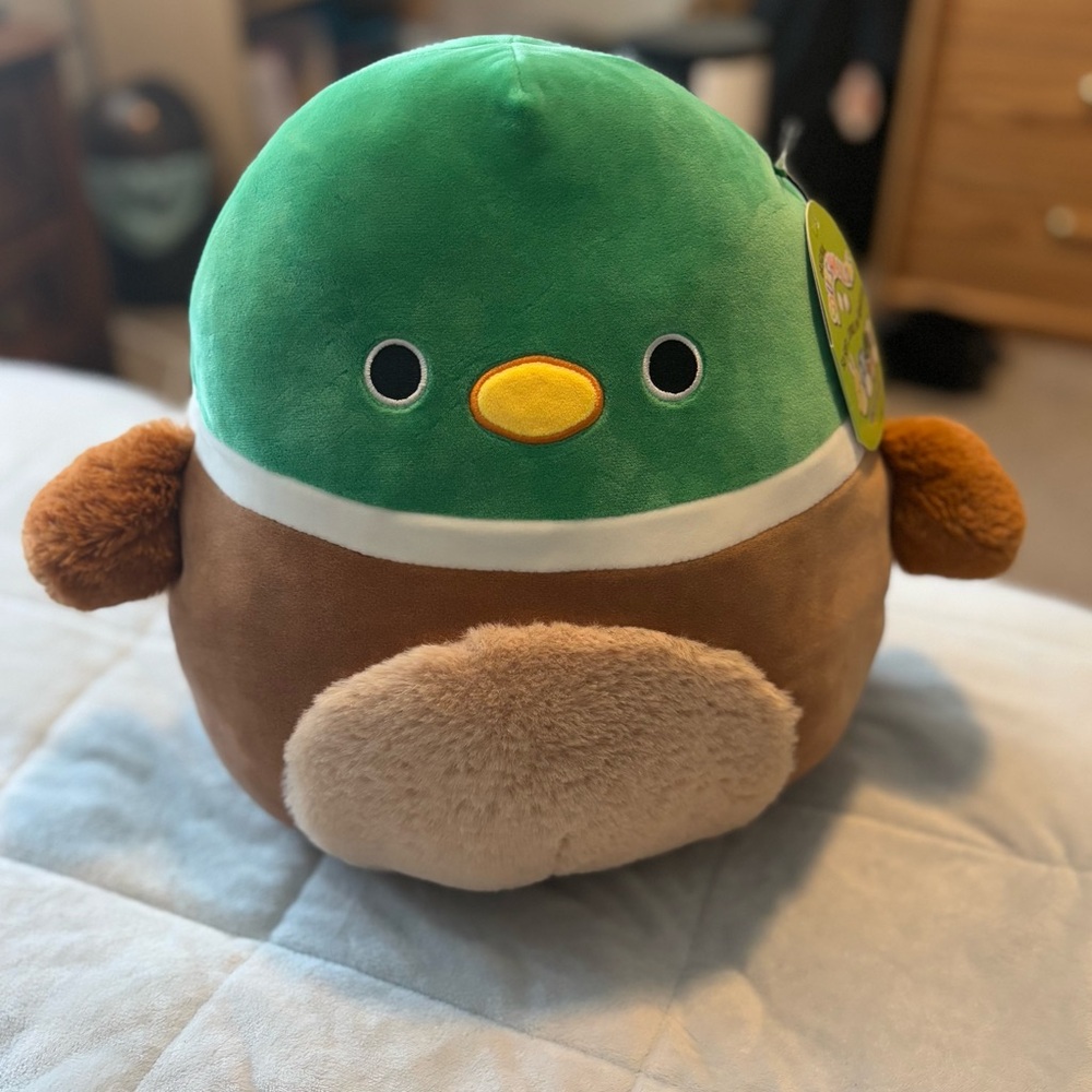 Rare HTF Squishmallow Avery the Mallard Fuzzy Bell 12”